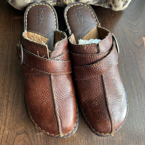 BOC Born Concept Women Brown Leather Slip On Mule Clog Shoe Size 10 - Picture 3 of 8